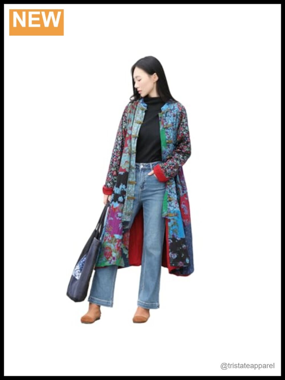 Cotton Linen Floral Patchwork Oversized Long Jacket Cottagecore